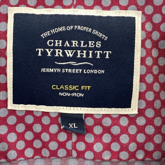Charles Tyrwhitt Long Sleeve Polka Dot Button Down Shirt Men’s Size XL - Picture 4 of 8